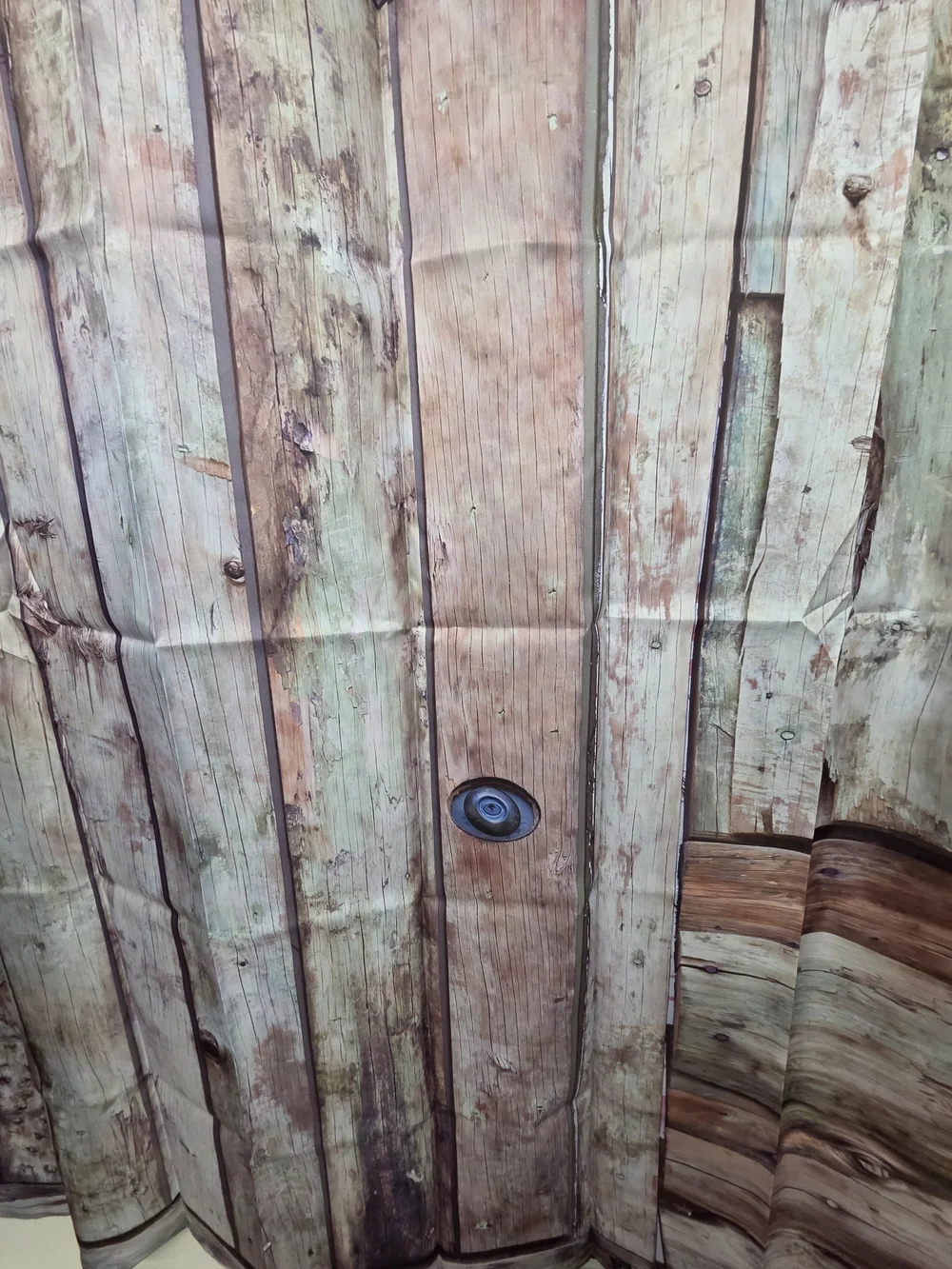 NWOT Rustic Polysester Wooden Door Shower Curtain